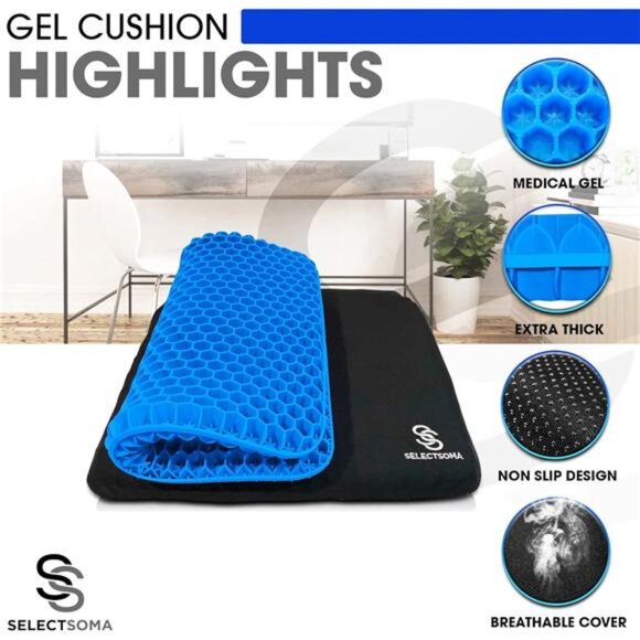 Gel Seat Cushion for Long Sitting Pressure Relief for Back, Cushion for Office - Picture 4 of 7